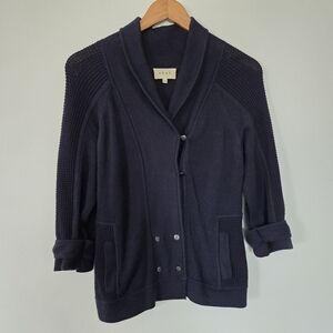 Anthropologie Shae 100% cotton Cardigan Navy Blue